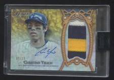 2022 TOPPS DYNASTY CHRISTIAN YELICH AUTOGRAPH 3 COLOR JUMBO PATCH LOGO 09/10 WOW