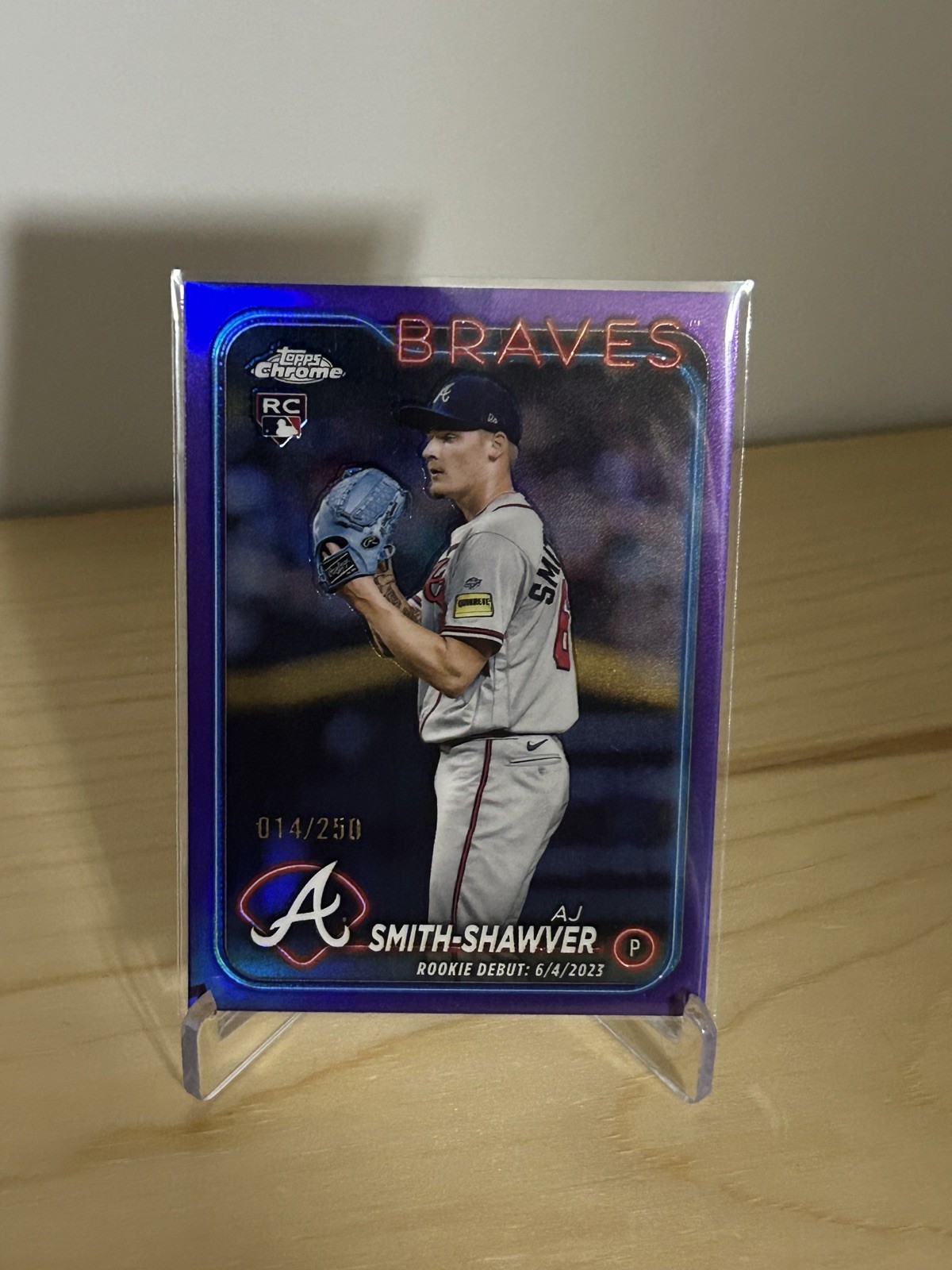 AJ Smith-Shawver 14/250 2024 Topps Chrome Update Series #USC87 Purple Refractor