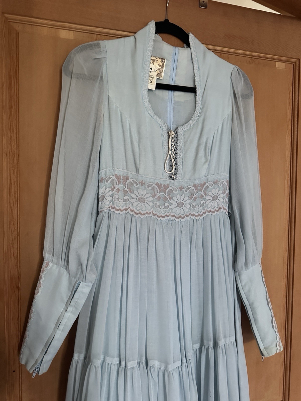 Vintage Gunne Sax Blue Dress 7 Cottage Lace Corset Lace Prairie image 2