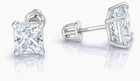 GENUINE 1.88 Cts WHITE SAPPHIRE STUD EARRINGS 14K WHITE GOLD - Free Appraisal — photo 2