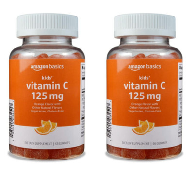 2-PACK! Amazon Basics Kids' Vitamin C 125mg Gummies, Orange, 120 Count FREE SHIP