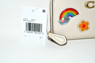 COACH Sticker Print Essential Small Zip Around Card Case in Chalk