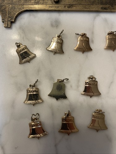 12 Vintage Gold Plated Liberty Bell Charms - Picture 2 of 4