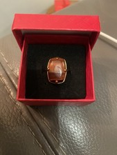 Tiger Eye Yellow Gold Plate Solitaire Ring Size O1/2