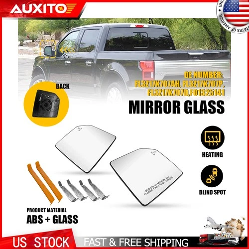 Left Right Heated Mirror Glass with Blind Spot Sensor Fit 2015-2020 Ford F150