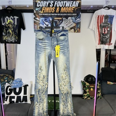 GFTD LA Gifted Tour Studded Lt Wash Denim Size 32x32 Boot Cut 