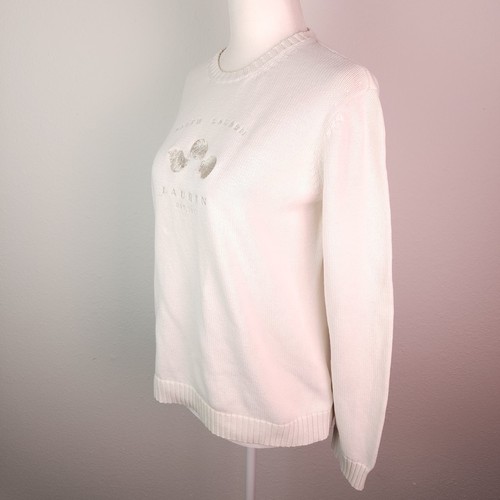 VINTAGE RALPH LAUREN White Knit Sweater Women's Crew Seashells Coastal ~M - Picture 12 of 22