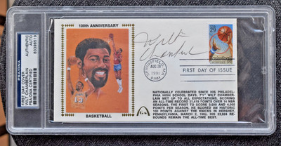 Wilt Chamberlain Ersttagsbrief AUTO PSA\DNA Zertifikat GEKAPSELT
