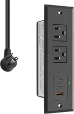 Recessed Power Strip with Two USB-C Ports, Fast Charging USB a Port Desk Outlet,