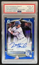 2025 Bowman Draft Josh Hammond Chrome Auto Blue Refractor 1st #/150 PSA 9 10