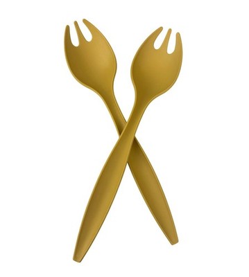 Tupperware Set of 2 Salad Serving Forks Golden Harvest Yellow Plastic Vintage