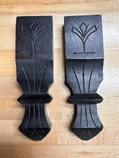 Pair Vintage Carved Walnut East Lake Furniture Appliques Onlays , Salvage