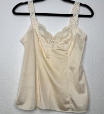 Vintage Olga Lace Camisole Lingerie Top Womens Large Coquette Babydoll Satin 80s
