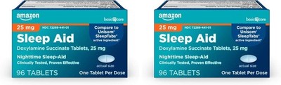 Basic Care Sleep Aid, Doxylamine Succinate Tablets, (Pack of 2)