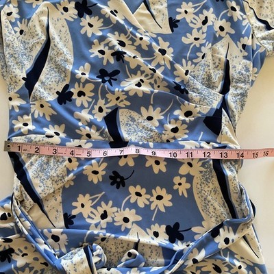 Lauren Ralph Lauren Carlyna Blue Floral Surplice A-Line Midi Jersey Dress  Sz 12 | eBay