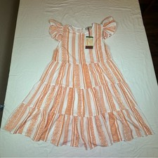 Flying Tomato Women's Dress with Orange White Stripes No Size Measurements only