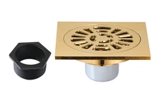 Kingston Brass BSF4267BB Watercourse 4-In Square Shower Drain in Brushed Brass