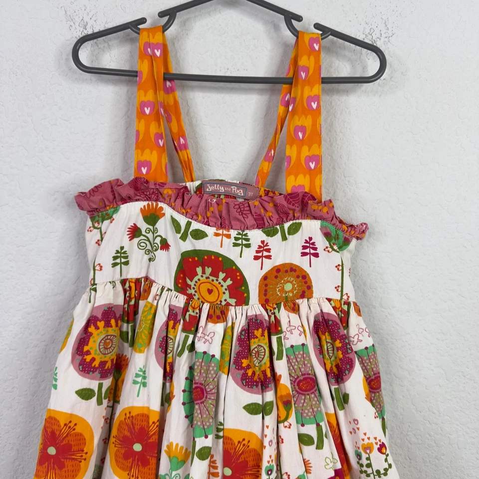 Vestido Jelly the Pug Niñas 3T Florito Floral Caprichoso Boho Cottagecore Giro Foto 3 de 4