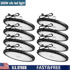 8 Pack 300W UFO LED High Bay Light Industrial Factory Warehouse Commercial Light