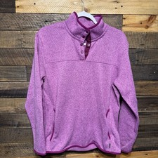 Eddie Bauer Womens XL Purple Fleece Lined Better Sweater 1/4 Snap Pullover