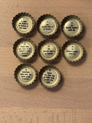 1968 Coke Sprite  MLB Playing Tips Bottle Caps Complete Set Of 8  #19-#26