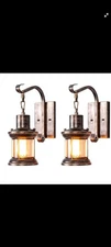 Industrial style battery operated wall sconces set of 2,Rustic wall light fix...