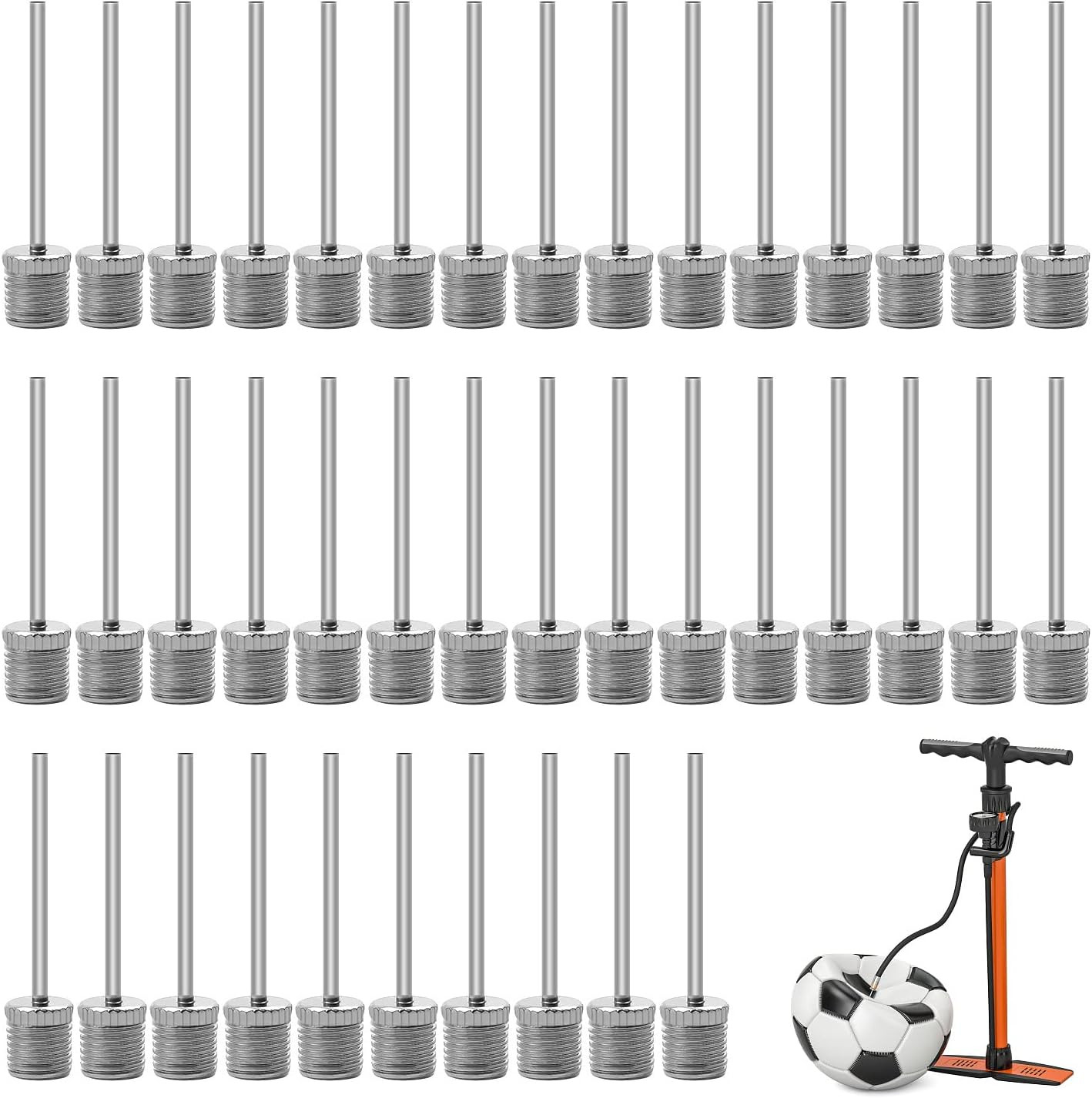 40 Stücke Luftpumpe Nadeln, Edelstahlnadel für Ballpumpe, Amerikanische Ballpump