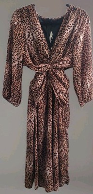 NWT Ranna Gill Anthropologie Size Small Animal Print Cut-Out Midi Dress Sexy