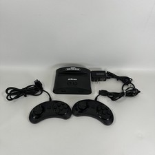 Sega Genesis Classic Game Console AtGames Black 2 Controllers AC Adapter Tested