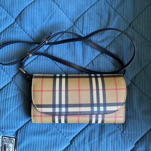Burberry London Plaid Wallet Shoulder Women Bag Original Collection Accessory