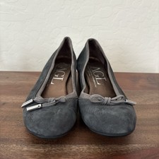 Agl Kristin 38.58.5 Suede Leather Block Heel Bow Tie Pump Gray
