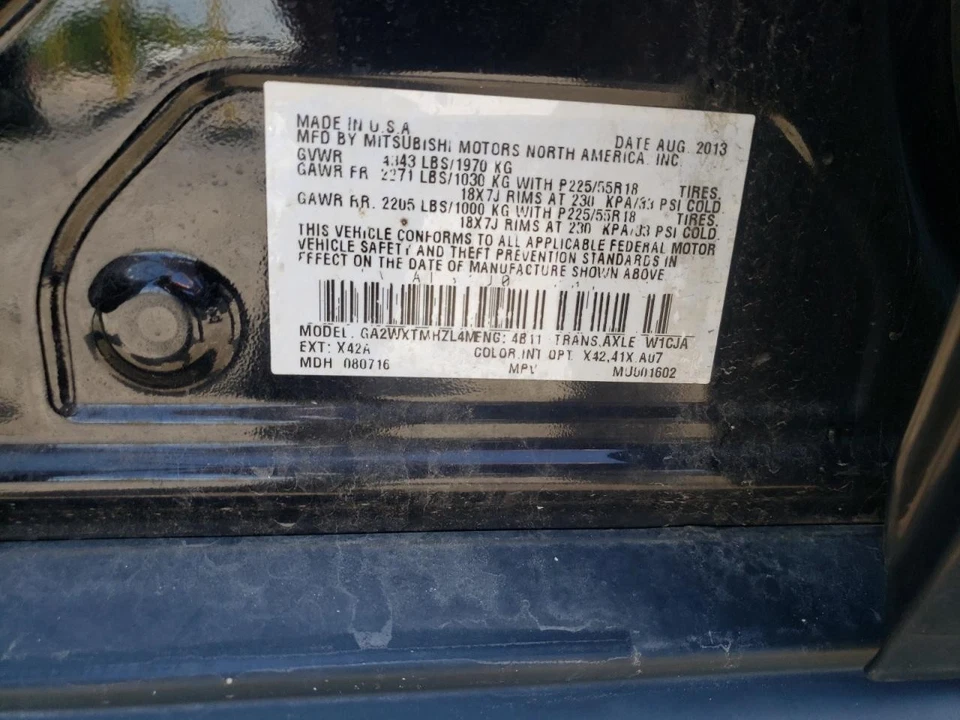 Espejo de puerta derecho usado se adapta a: Mitsubishi Outlander 2014 cubierta pintada deportiva derecha Foto 4 de 4