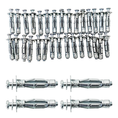 30Pcs M4x32mm Heavy Duty Zinc Plated Steel Molly Bolt Hollow Drive Wall Anchor S