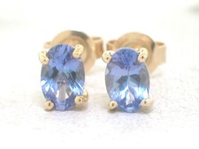 Tansanit Ohrstecker 585 Gelbgold 14Kt Gold 2 natürliche facettierte Tansanite