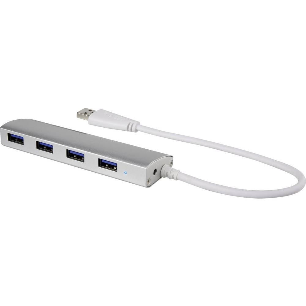Hub USB aluminium Renkforce RF-3703155, multiprise USB 3.0 premium gris