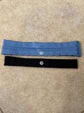 Set of 2 Lululemon Cardio Cross Trainer Headbands in Black and Heathered Blue