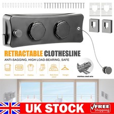 Retractable Washing Line Heavy Duty 5.1M Wall Mounted Indoor Outdoor Clothesline