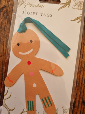 One Fun Gingerbread Man gift tag 13 x 9 cms ex Paperchase