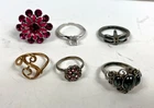 Vintage Costume Jewelry Ring Lot – with Rhinestones & Floral Designs