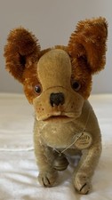 RARE 1927 Antique Steiff BULLY French Bulldog 20 cm. Metal Chest Tag Bell