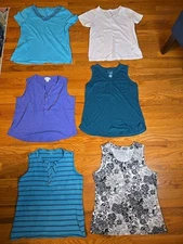 Womens Mixed Brands Plain Color Tees Lot Bundle Of 6 Tshirts Size M