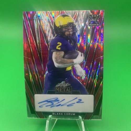 2024 Leaf Metal Blake Corum Pink Wave Rookie Auto 2/2 MICHIGAN RC - Picture 1 of 2