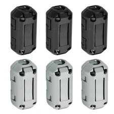 6 Pcs Ferrite Filter Ring Core Cable Clip ID 7mm Regular Styles, Black/Gray