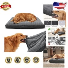 Durable Large Dog Crate Bed Waterproof Chew Resistant Grey 41"x27"