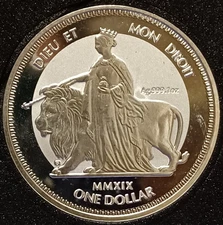 2019 BVI, Una and the Lion, bicentenary of Victoria's birth, 1ozt .999 Silver