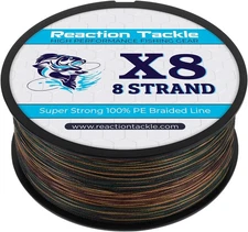 Reaction Tackle Braided Fishing Line - Pro 10 LB (300 yards), X8 Green Camo 