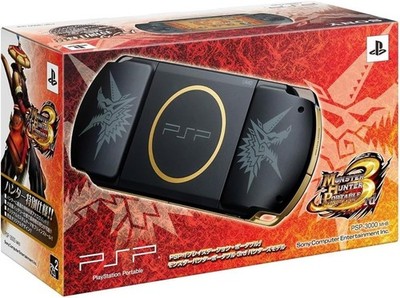 Sony PSP 3000 Monster Hunter Portable 3rd Matte Black & Gold