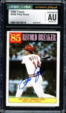 Pete Rose Signed 1986 Topps Card 206 Cincinnati Reds Auto GM 10 CGC x JSA