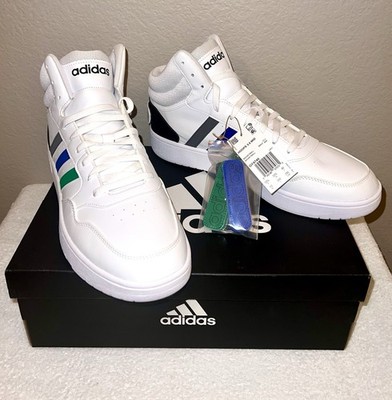 Adidas Hoops 3.0 Mid Men s Basketball Shoes  White, Green, Blue Size 13 (GY4746)