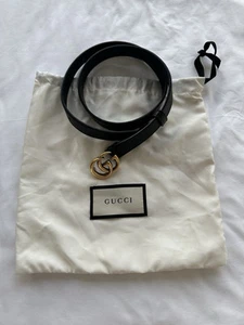 Gucci Marmont Ceinture Femme Cuir Fin Ancienne Laiton Double G Quincaillerie Taille 00